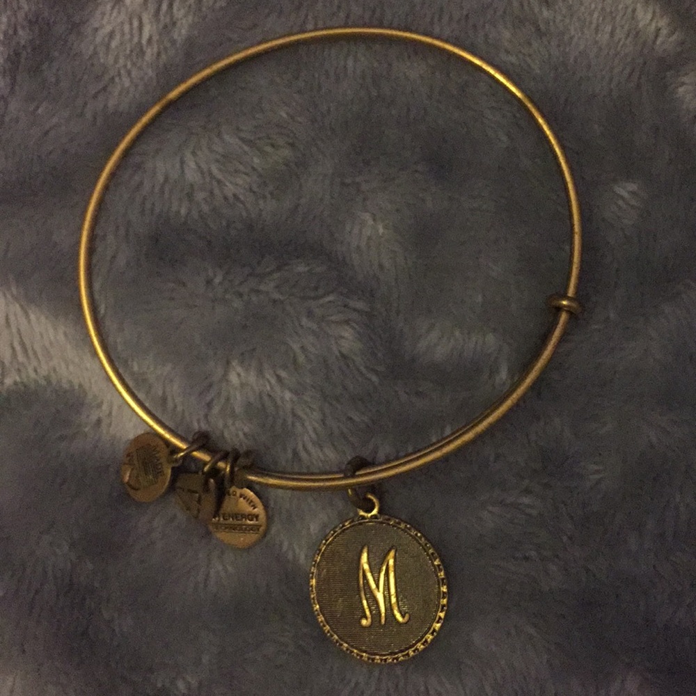 Gold Alex and Ani “M” charm bracelet